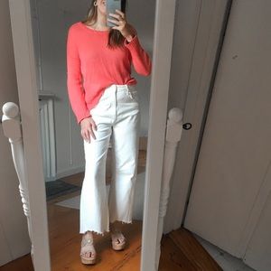 Coral Lightweight Knit Crewneck Edge Sweater